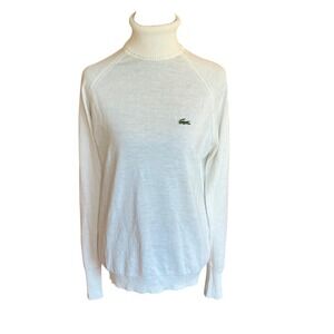 Vintage Izod Lacoste White Turtleneck Sweater Orlon Acrylic  Medium